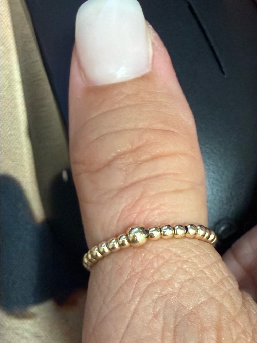 Karen Lazar - 2mm - Gold Beaded Stackable Ring - Size 8 - Picture 4 of 6